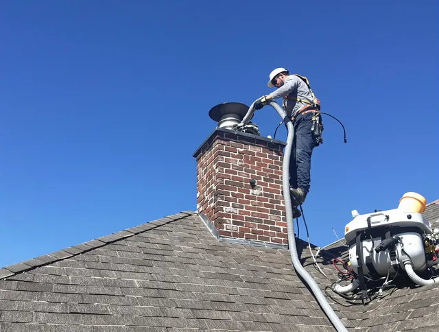 Dedicated Riverside Chimney Sweep team member cleaning a chimney in Riverside, CA