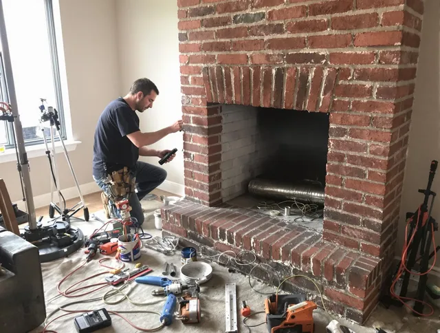 Riverside Chimney Sweep specialist finalizing chimney liner service in Riverside, CA