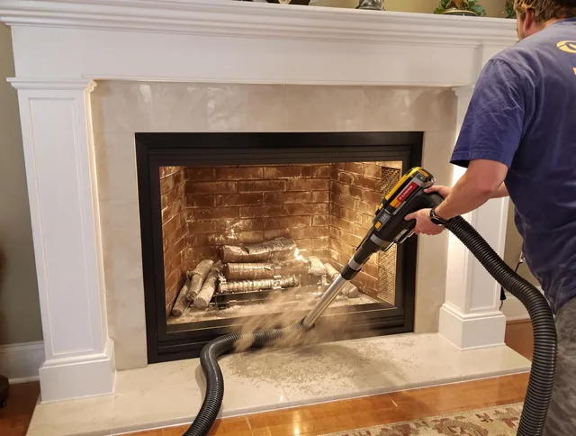 Fireplace cleaning performed by Riverside Chimney Sweep in Riverside, CA